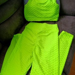 Lime Green Scrunchy booty two piece sets